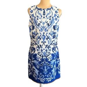 Lauren Ralph Lauren Sleeveless Dress Womens Stretch Coastal Damask Event Sz 8